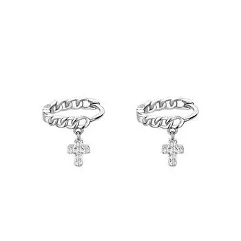 Source Factory Individual Cold Wind Twist Ear Buckle Small Stud Earrings Chain Cross Diamond Earrings Male