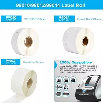 Совместимая этикетка Dymo нескольких размеров 450 99010 99012 99014 этикетка LW термобумага наклейка штрих-код ценник для DYMO LabelWriter 1Roll 99010 labels