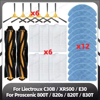 Совместимо с LIECTROUX C30B XR500 E30 Proscenic 800T 820S 820T 830T Robot VacuumMain Side Brush Hepa Filter Mop Rag Spare Part