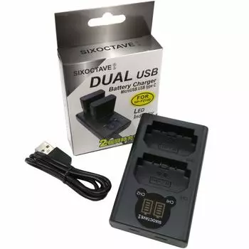 Совместимое зарядное устройство SIXOCTAVE Dual USB Rapid, зарядное устройство для камеры Sony, заряжает до 2 аккумуляторов, совместимых с оригинальными и совместимыми III IV III IV V