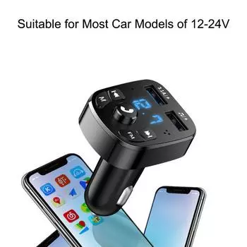 Совместимый с Bluetooth 5.0 FM-передатчик Автомобильный комплект MP3-модуляторПлеер Беспроводная гарнитура Аудиоприемник Двойное зарядное устройство USB для быстрой зарядки чёрный
