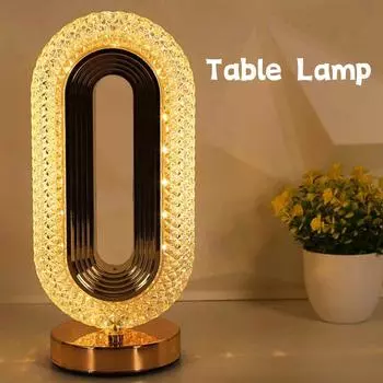Современная роскошная овальная USB перезаряжаемая хрустальная настольная лампа для гостиной, спальни, прикроватная лампа, креативное украшение, атмосфера, ночник changeable золотой