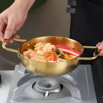 Современная стальная простая сковорода для рамэн, многоразовая нержавеющая сталь