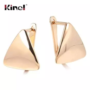 Современные модные треугольные серьги Kinel из розового золота розового золота