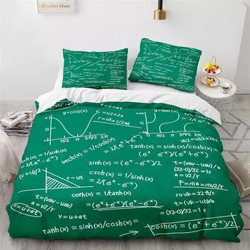 Современный комплект пододеяльников School Genius Smart Student Математика Геометрия Наука Число Формула Изображение Декоративный комплект постельного белья из полиэстера 70x133cm 2pcs