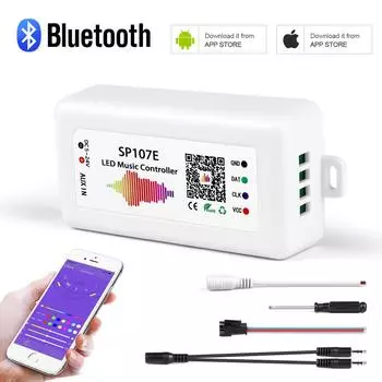 SP107E Контроллер светодиодной RGBIC ленты 5 В-24 В SPI Pixels IC WS2812B WS2811 SK6812 Адресное интеллектуальное приложение Bluetooth Управление музыкой