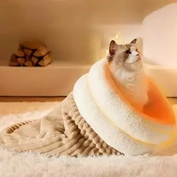 Спальный мешок для кошек, зимний спальный мешок для кошек, мягкий плюшевый самонагревающийся мешок для кошек, удобный мешок для домашних животных, охватывающий 360° M