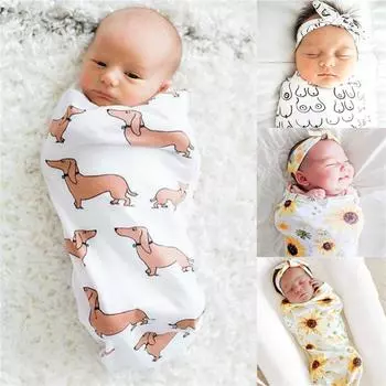 Спальный мешок для новорожденного с бантом и повязкой на голову One Size чёрный
