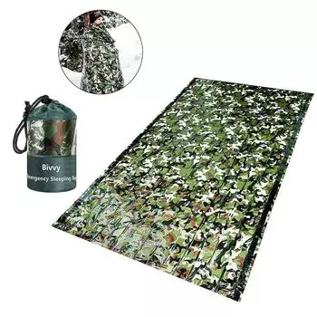 Спальный мешок PE Emergency Camouflage Waterproof Portable Survival 120x200cm для кемпинга на открытом воздухе, походов, приключений