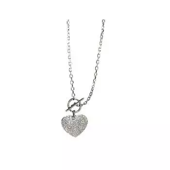 Sparkling Love Necklace Personality Spice Girl Matte Ot Buckle Collarbone Chain Trend Designer Flash Sand Heart Neck Chain Women Copper