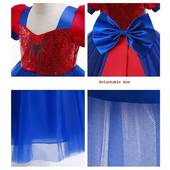 Sparkling Patchwork Mesh Princess Dress Girls Bow Dress Fluffys Skirts 100