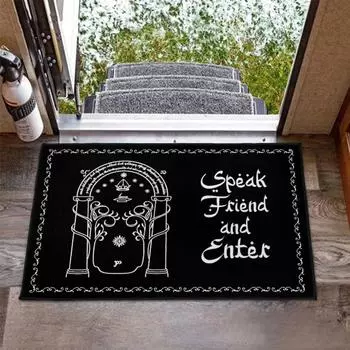 Speak Friend and Enter Doormat Non-Slip Bathroom Kitchen Mat Garden Garage Door Floor Entrance Carpet Rug 30X50cm