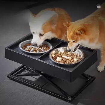 Special Feeding and Water Bowl for Big Dogs Adjustable Elevated Bowl High Quality Neck Protection Stainless Steel Slow Food Bowl 53*32.8*8.5cm
