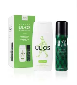 Специальный набор для ухода за лицом Urros для нормальной и сухой кожи лица (молочко для кожи 200мл + средство для умывания 100г)