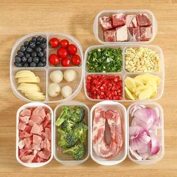 Специальный ящик для хранения мяса в холодильнике. Отделение замороженного мяса. Отделение замороженного мяса. Кухонный резервный ящик с зеленым луком, имбирем, чесноком. 16*9*4cm белый