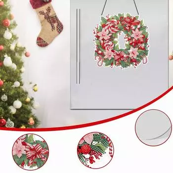 Special Shaped Diamond Painting Hanging Wreath Candy and Flowers Christmas Diamond Painting Wall Decor Wreath Spot Drill Garland
