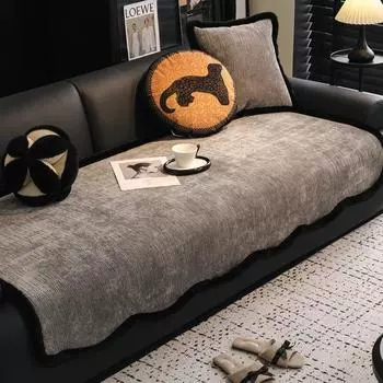 Special-shaped irregular leather sofa cushion new autumn and winter light luxury retro sofa seat cushion fixed non-slip cover 70*70cm