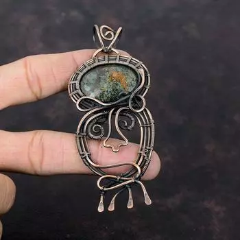 Spessartine Garnet in Limestone Pendant Copper Wire Wrapped Pendant Gemstone Copper Jewelry Handmade Pendant Brand New Pendant Gift For Her