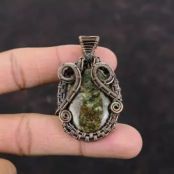 Spessartine Garnet in Limestone Pendant Copper Wire Wrapped Pendant Handmade Copper Jewelry Designer Pendant Gemstone Pendant Wedding Gift