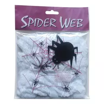 Spider Webs Halloween Decorations With Fake , Super Stretch Cobwebs For Halloween Indoor And Outdoor Party Supplies Garage Door Decorations One Size белый