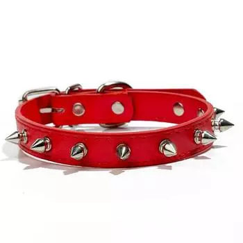Spiked Dog Collar Spiky Cat Collar PU Leather Adjustable Pet Collar with Spikes for Cats Puppy Small Dogs Chihuahua Pug Bulldog S чёрный
