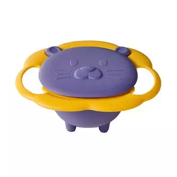 Spill Free Baby Bowl Anti Tipping Non Scald Drop Proof 360 Degree Rotation Gyroscopic Bowl Purple фиолетовый
