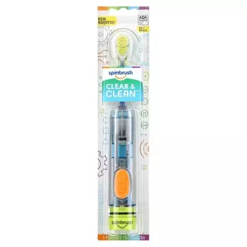 Spinbrush, Clear & Clean, электрическая зубная щетка, возраст 3+, мягкая, 1 электрическая зубная щетка