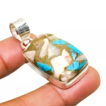 Spiny Oyster Gemstone Handmade 925 Silver Plated Jewelry Pendant 1.59 1.59 оранжевый