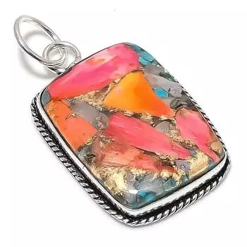 Spiny Oyster Gemstone Handmade 925 Sterling Silver Jewelry Pendant 2.21 C9y64