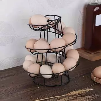Спиральная полка для яиц, спиральный дозатор для яиц, многофункциональная металлическая спиральная корзина для яиц, полка для хранения яиц для кухонной столешницы серебряный