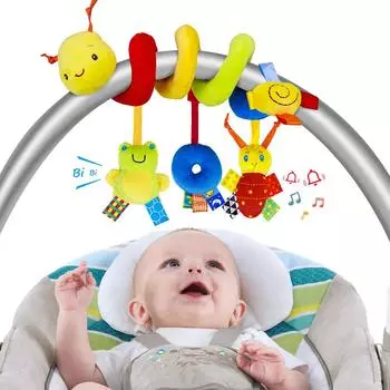 Спиральные игрушки для колясок, плюшевые подвесные детские игрушки, мягкие погремушки, сенсорные игрушки, кроватка, мобильная люлька для младенцев, мальчиков и девочек, идеальные подарки
