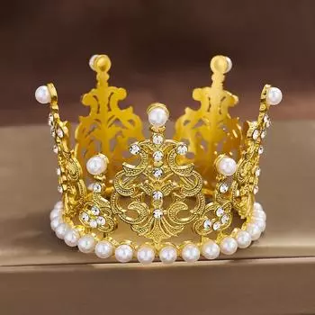 Сплав Детская круглая жемчужная корона, украшение для выпечки, украшение для дня рождения, нарядная корона