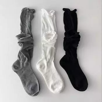 Сплошные цветные кружевные чулки, летние носки JK до середины икры, новые длинные носки до бедра для девочек