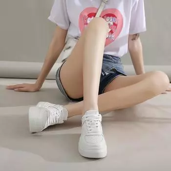 sponge cake platform white shoes women s fashion casual sports single shoes small fragrant style lace-up board shoes tide shake fast strict selection 35 белый