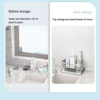 Sponge Holder For Kitchen Sink Storage Organizer Sink Shelf Kitchen Shelf Kitchen Sponge Holder Sponge Holder Kitchen Sink Caddy серебряный