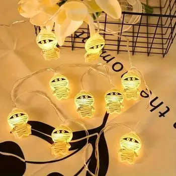Spooky Mummy LED String Lights USB Battery-Powered Halloween Decor Perfect for Ghost Festivals Christmas Wedding Parties 803 1.5m10 ball battery теплый белый
