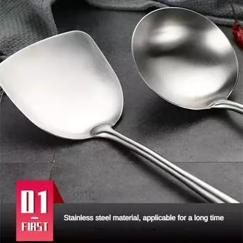 Spoon Not Easy To Rust Save Time Wooden Handle Stainless Steel Primary Color Household Products Wooden Handle Frying Spatula