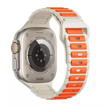 Sport Silicone Strap Sweatproof Silicone Replacement Strap Smartwatch Bracelet for Apple Watch 9/8/7/Ultra S10 38/40/41/S10 42mm Orange White