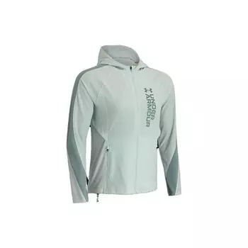 Спортивная куртка с капюшоном для бега Under Armour Logo Print, женские куртки, зеленая 1361384-592 S