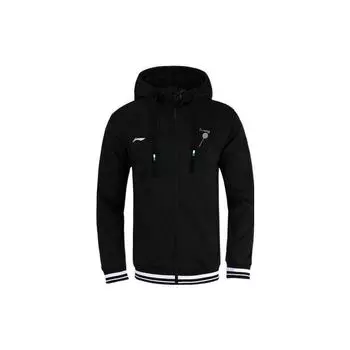Спортивная толстовка с капюшоном Li Ning Logo Striped Zip-Up, мужская толстовка с капюшоном, черная AWDR807-2 XXL