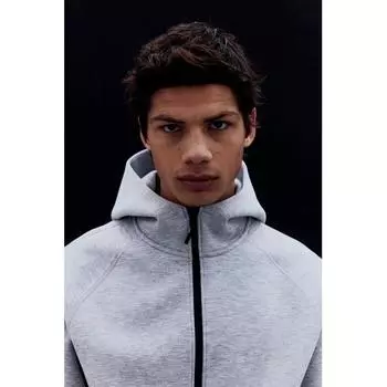 Спортивная толстовка с капюшоном на молнии HM dryMove Grey Melange S