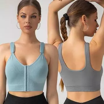 Спортивное регулируемое нижнее белье Женский бюстгальтер Push-up Коррекция формы Анти-провисание Девятигрудный антирасширяющийся бюстгальтер S серый