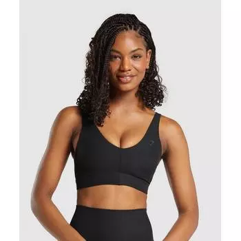Спортивный бюстгальтер GYMSHARK в рубчик, черный B8A5W BB2J XS