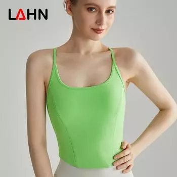Спортивный бюстгальтер LAHN с антибактериальным покрытием и защитой от ударов - цельный жилет для йоги на тонких бретельках Large
