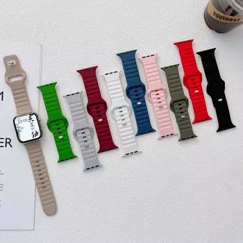 Спортивный силиконовый ремешок для Apple Watch Sereis Ultra 8, 7, 41 мм, 45 мм, 38 мм, 42 мм, 40 мм, 44 мм, 49 мм, водонепроницаемый ремешок для iWatch 6, 5, 4, 3, 2 SE, аксессуары 38 40 41MM белый