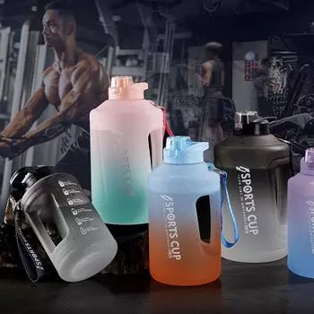 Sports Bottle 1.5/2.3L/3.8L Large Capacity Water Kettle Plastic Protein Shaker Bottle For Cycling Fitness Running Gym Training 1.5L