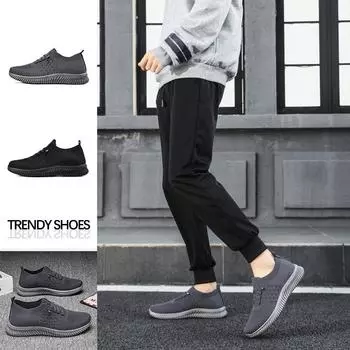 Sports men s shoes fly-woven mesh breathable four-season tide shoes simple casual versatile socks lazy shoes 39