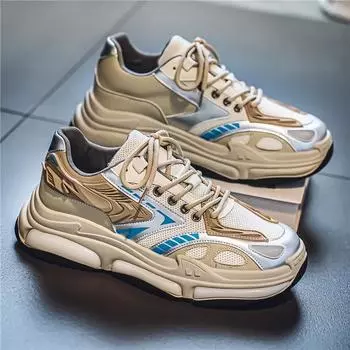 Sports Shoes Street Fashion Simple Casual Shoes New High Quality Breathable Thick-Soled Rubber Mesh Shoes Sneakers For Mens 39 серый