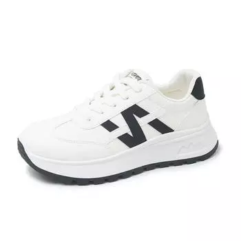 Sports style rubber sole leather surface running shoes women s new autumn lace-up casual shoes small man 36