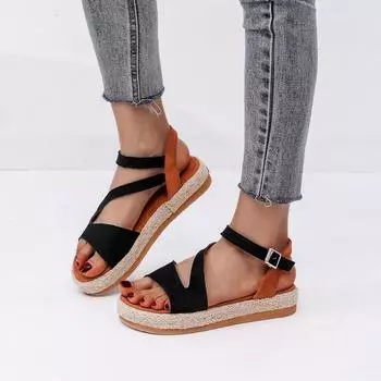Spot foreign trade muffin sandals женские летние 2025 новые сандалии на толстой подошве 414243 полая пряжка ремень женская обувь 35 белый
